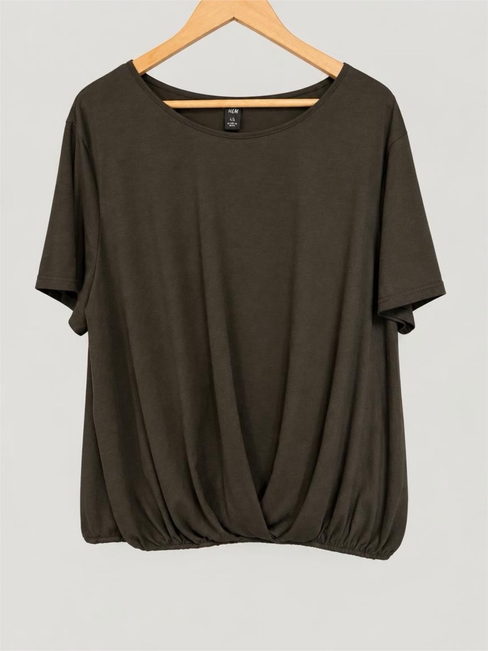 Emery Rose Women's Black Short Sleeve Gathered Hem Top - 5XL